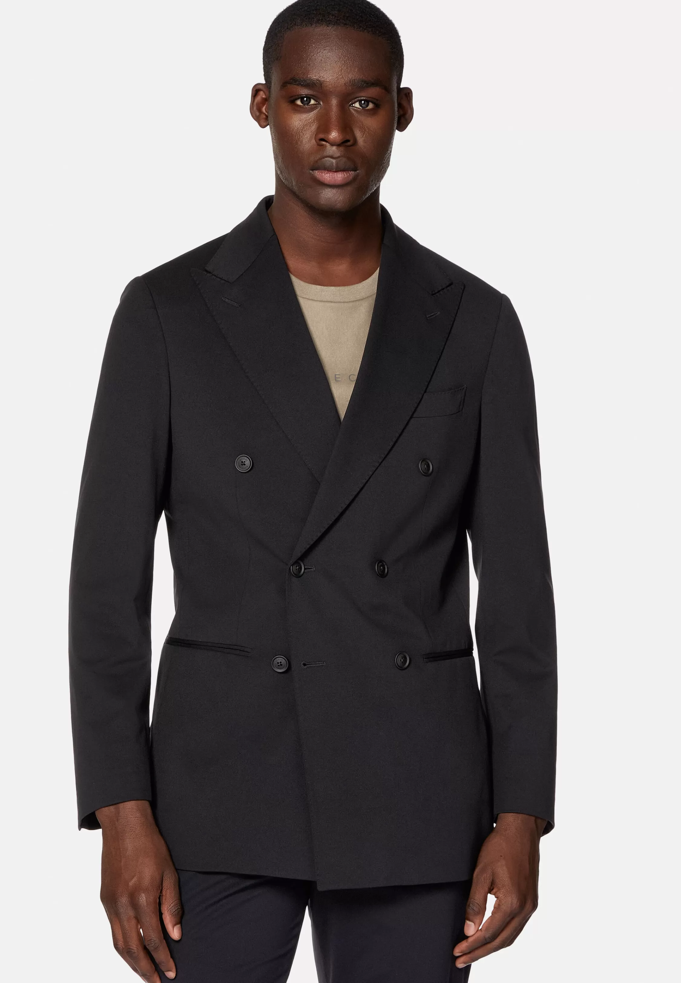 Boggi Milano B Tech Double-Breasted Jacket In Stretch Nylon