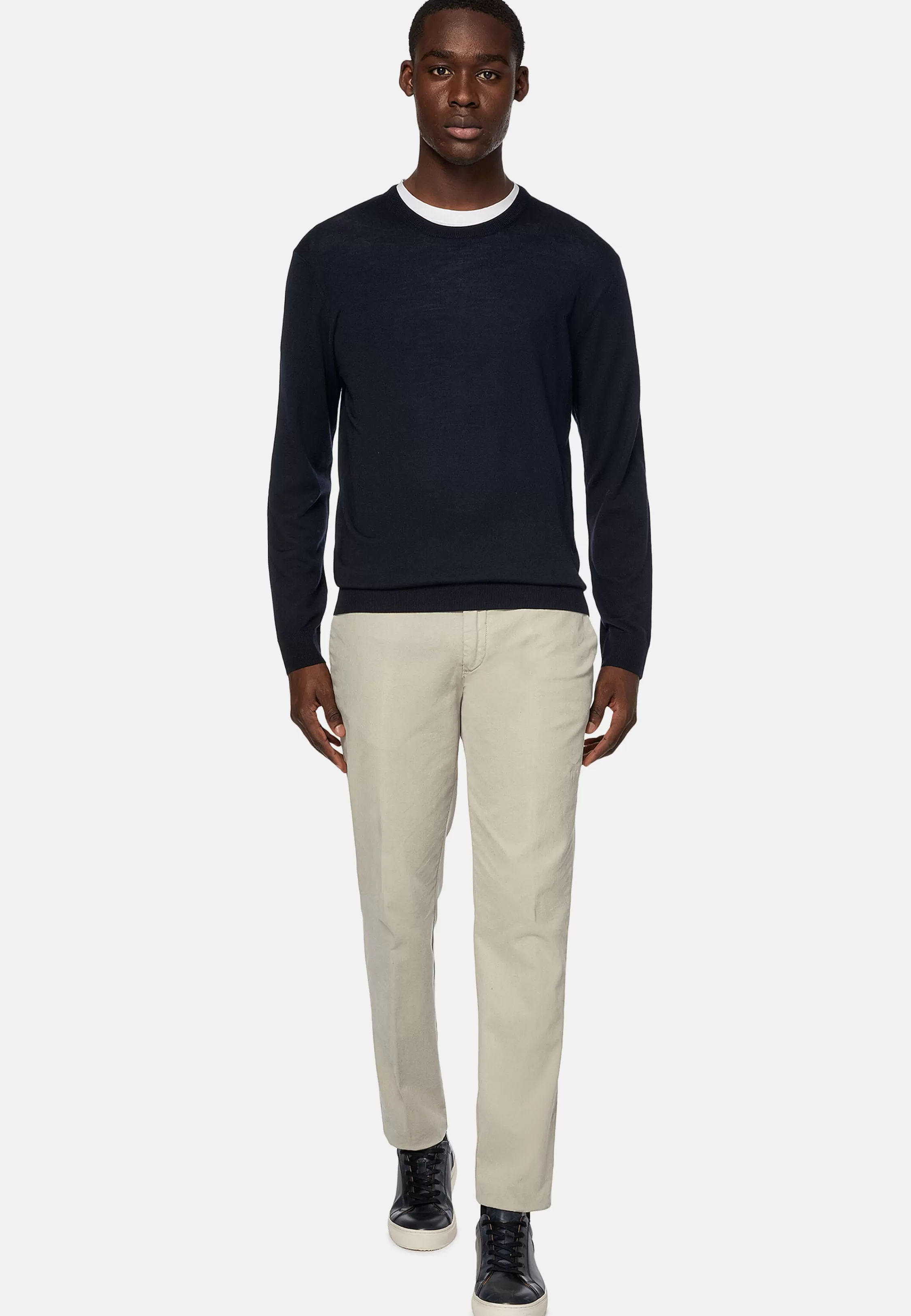 Boggi Milano Crew Neck Jumper In Superfine Merino Wool