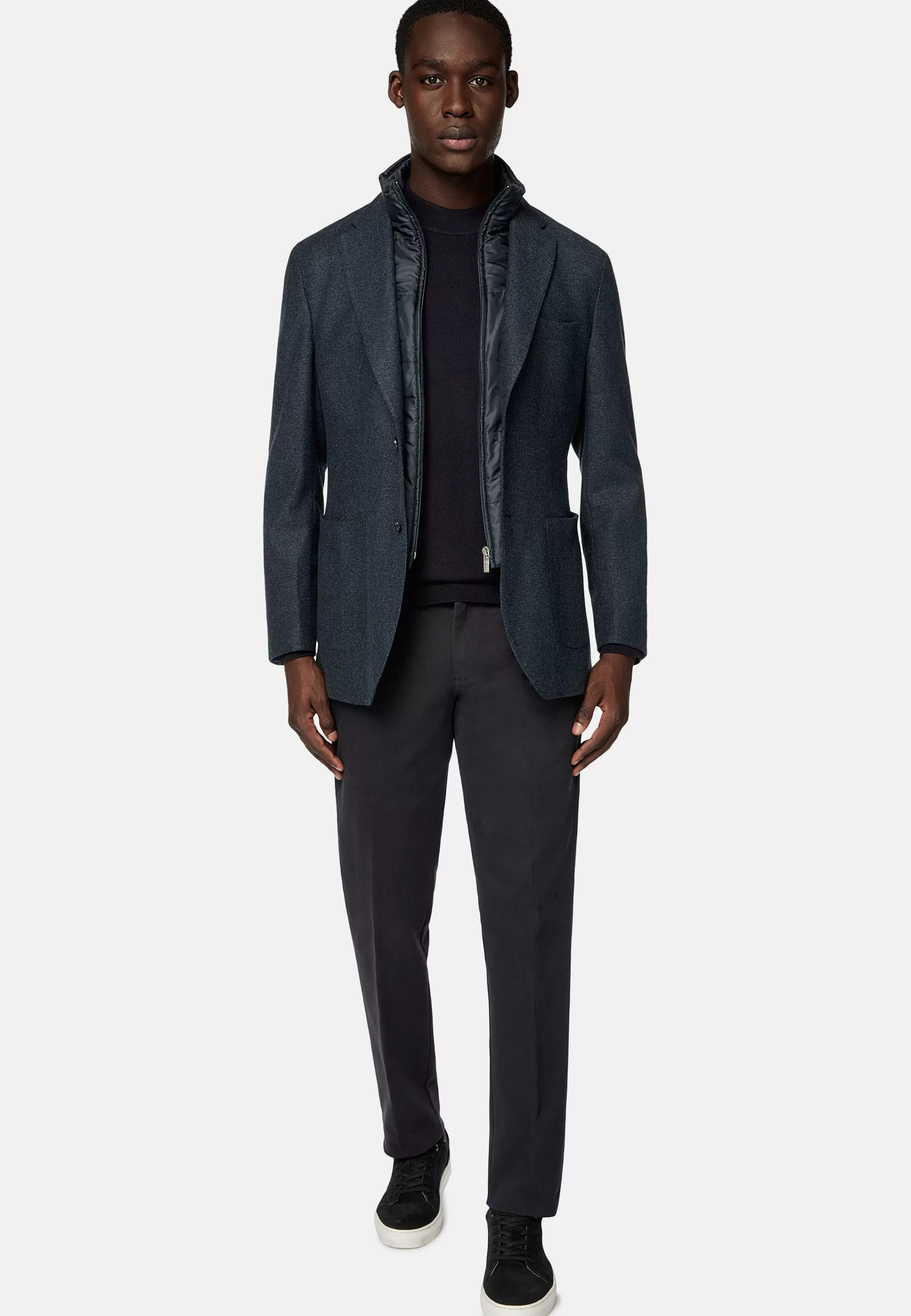 Boggi Milano Diagonal Wool Removable Bib Blazer