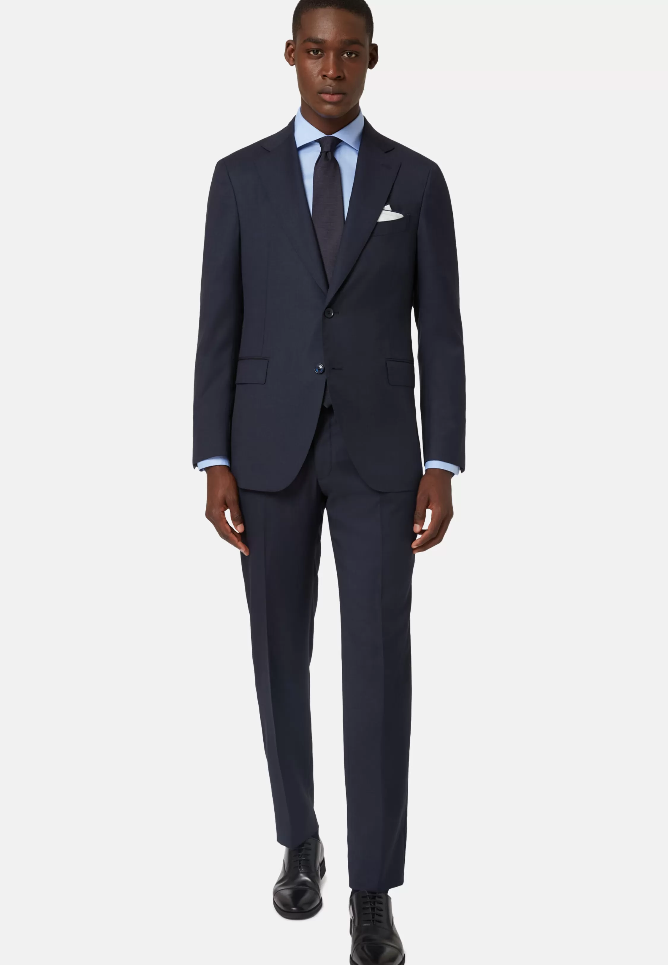 Boggi Milano Navy Jacket In Woven Micro Textured Wool Fabric