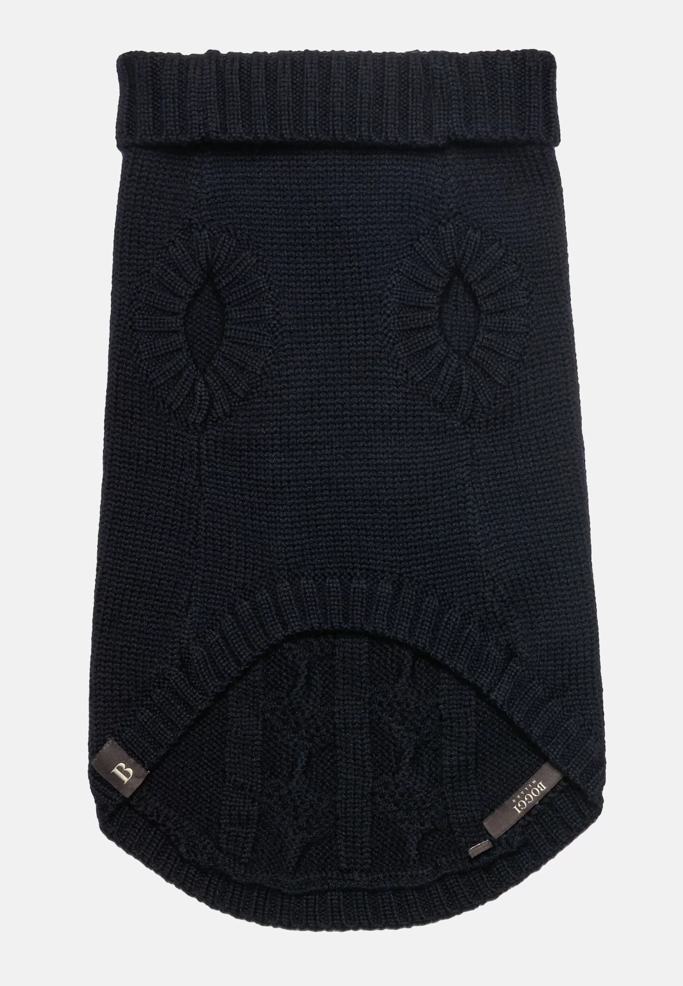 Boggi Milano Navy Polo Neck Jumper In Pure Merino Wool For Dogs