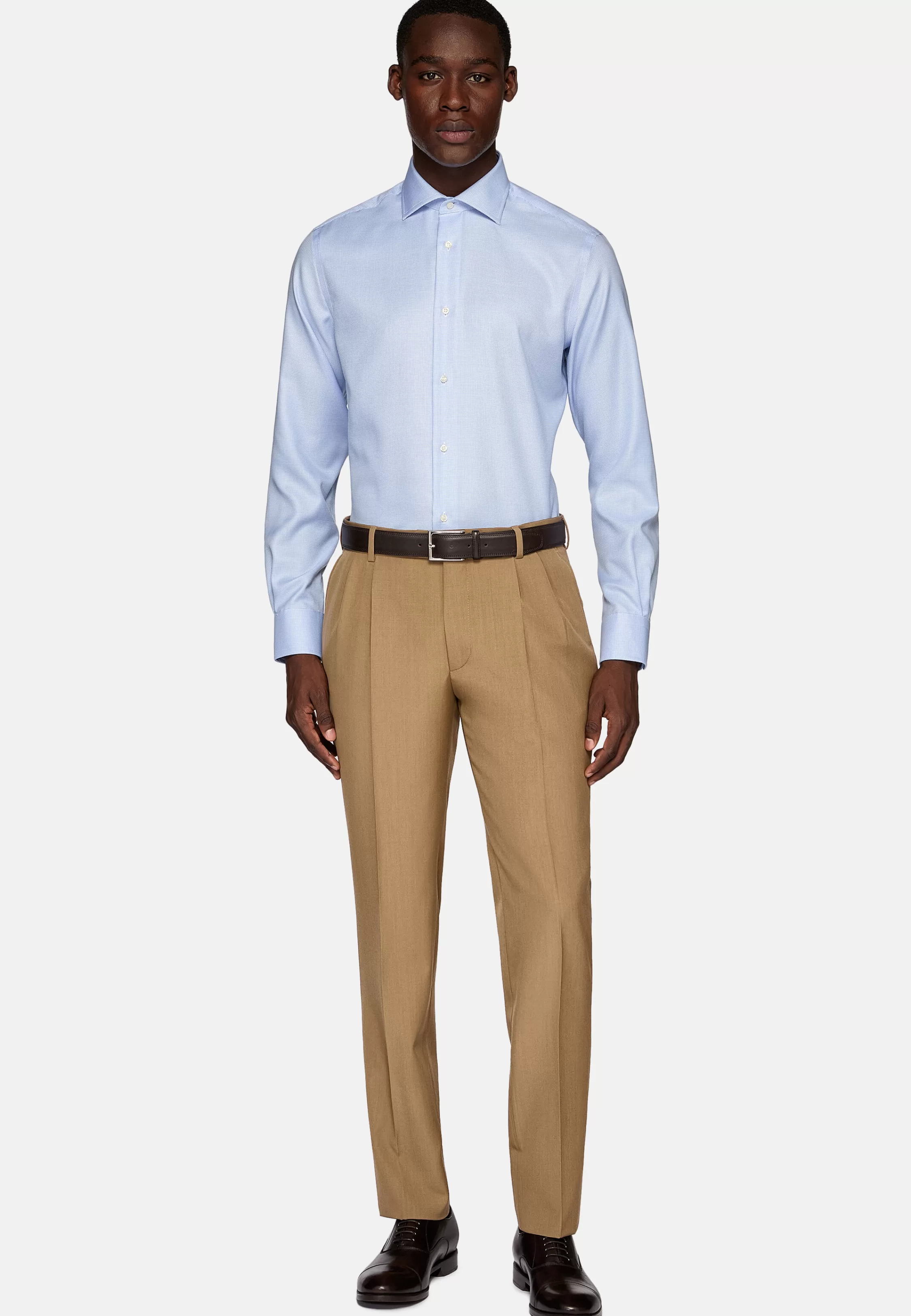 Boggi Milano Slim Fit Houndstooth Cotton Dobby Shirt