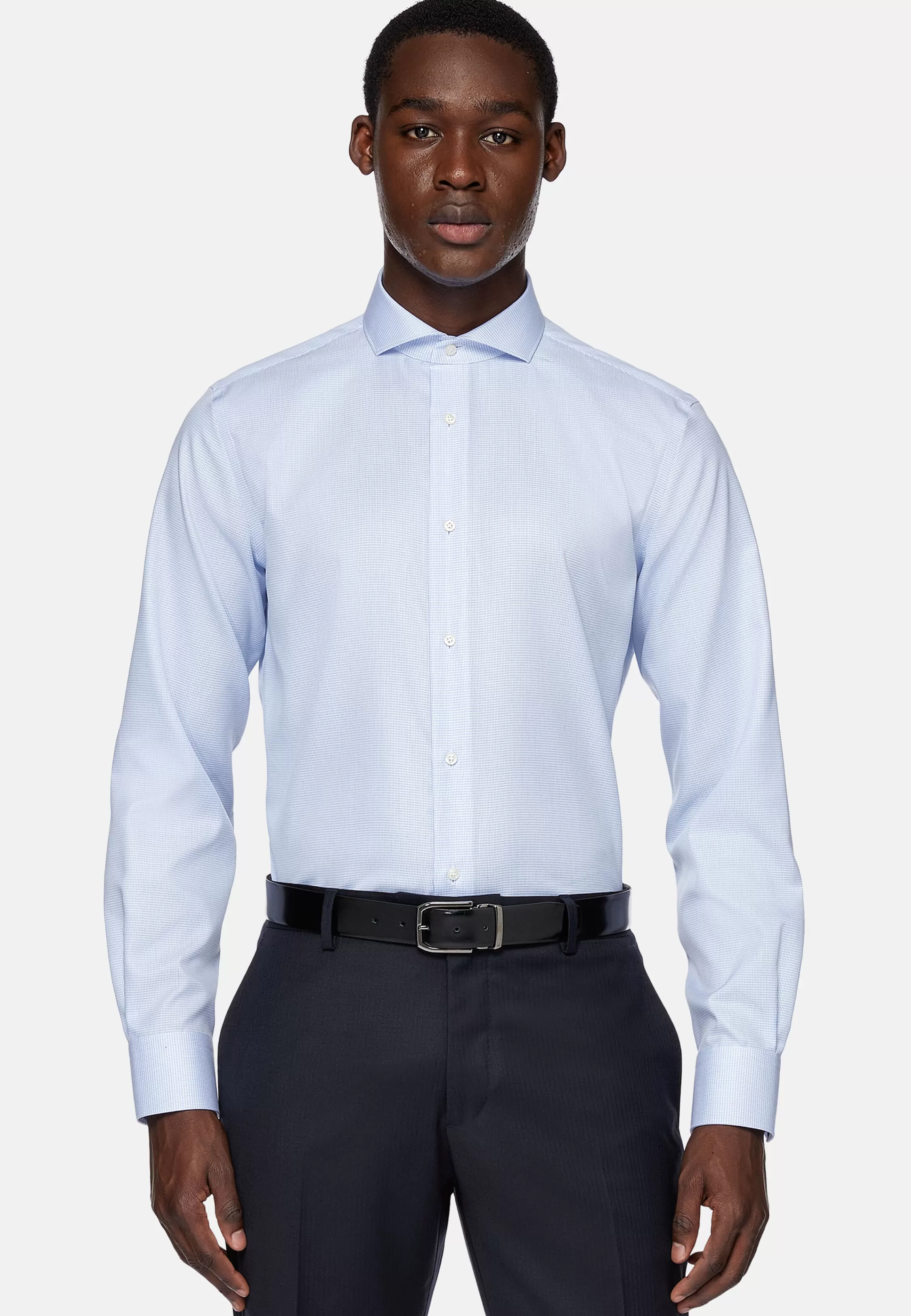 Boggi Milano Twill Checked Cotton Regular Fit Shirt