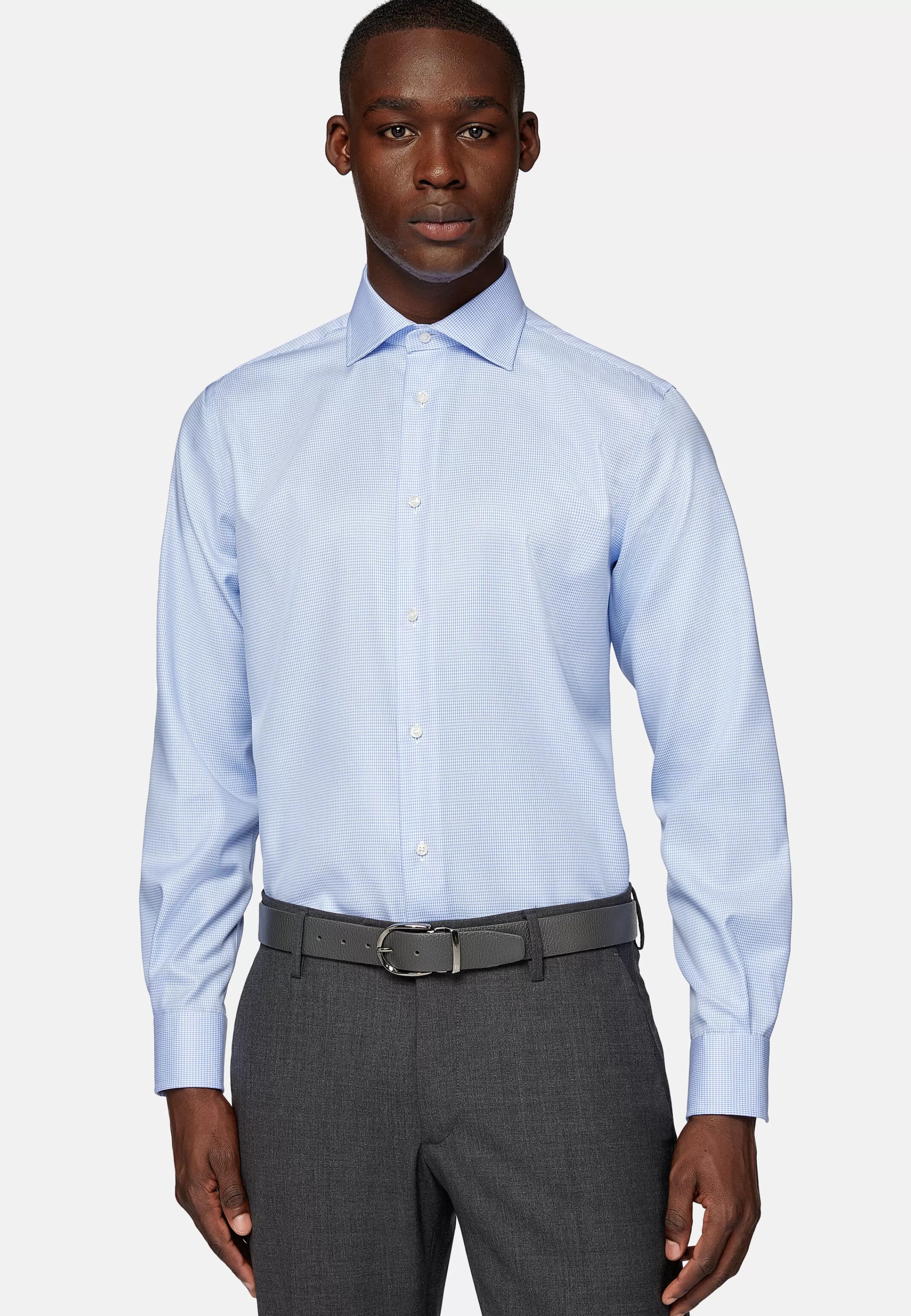 Boggi Milano Twill Checked Cotton Regular Fit Shirt
