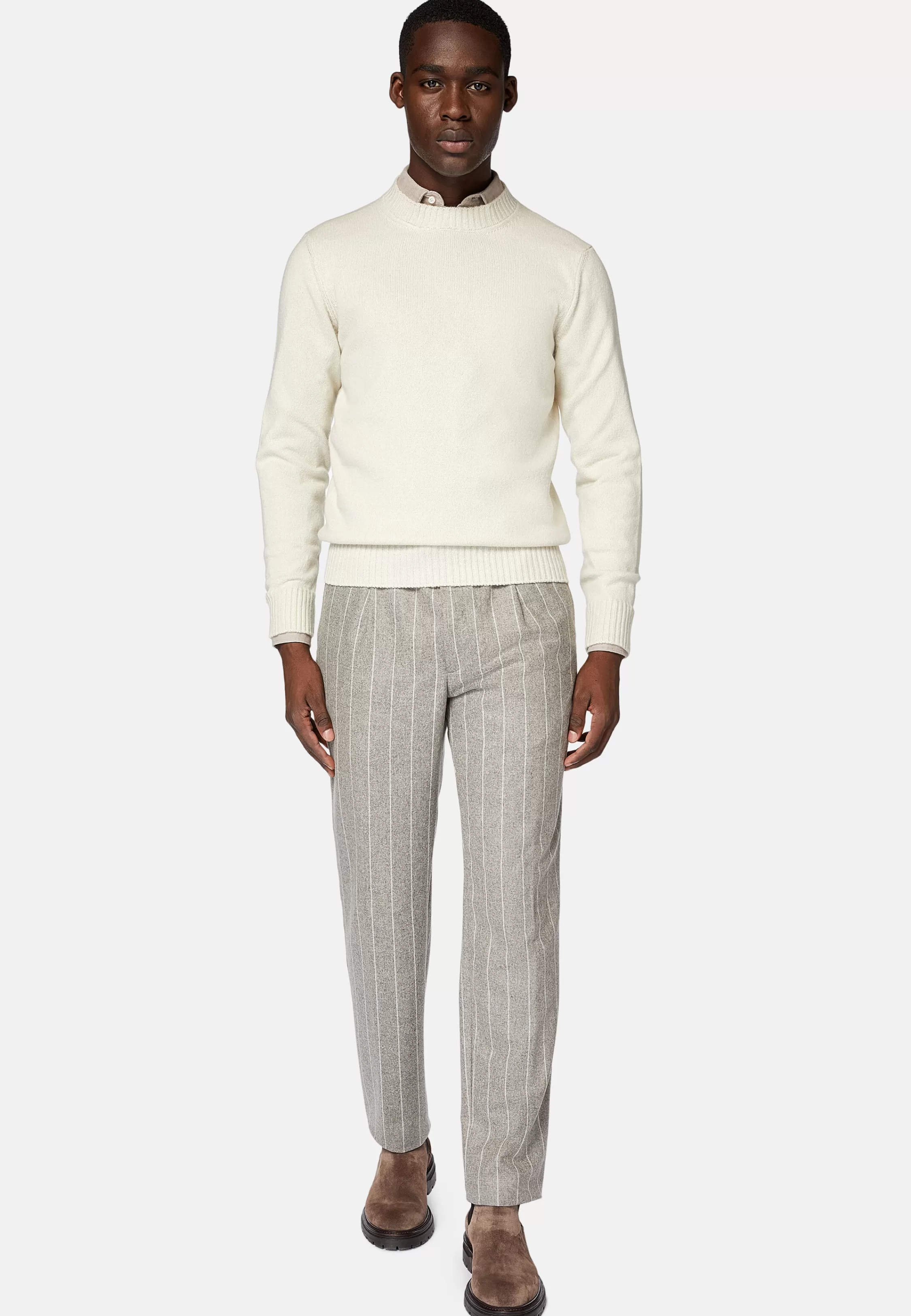 Boggi Milano White Crew Neck Cashmere Jumper